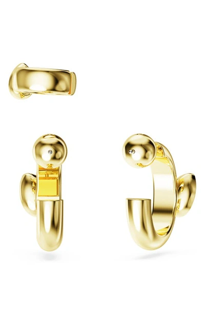 Shop Swarovski Dextera Hoops & Cuff Earring Set In Gold
