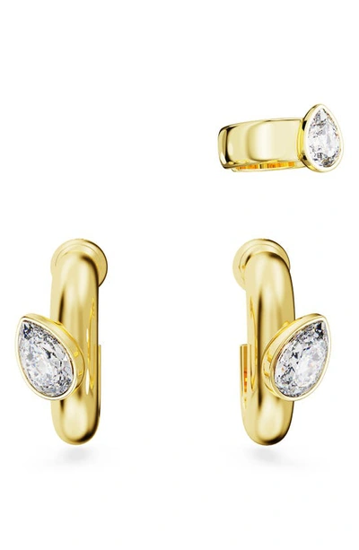 Shop Swarovski Dextera Hoops & Cuff Earring Set In Gold