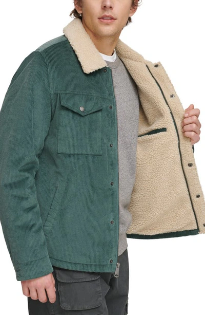 Levi's Corduroy High Pile Fleece Lined Trucker Shacket In North Atlantic Blue