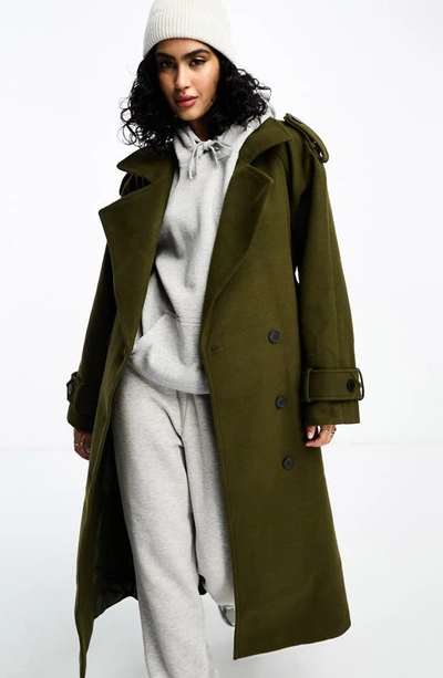 Shop Asos Design Formal Trench Coat In Khaki