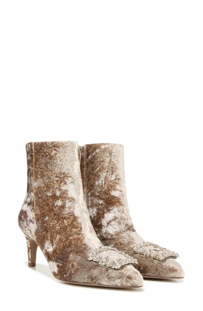 Shop Sam Edelman Ulissa Luster Imitation Pearl Pointed Toe Bootie In Prosecco