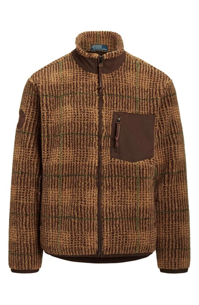 Shop Polo Ralph Lauren Plaid Jacquard High Pile Fleece Jacket In Glen Plaid Multi