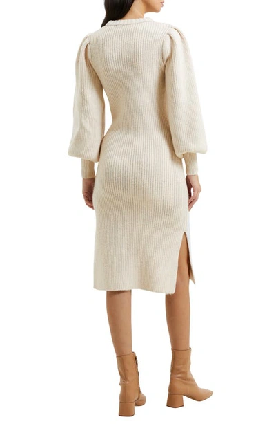 Shop French Connection Kessy Long Sleeve Rib Sweater Dress In 23-oatmeal