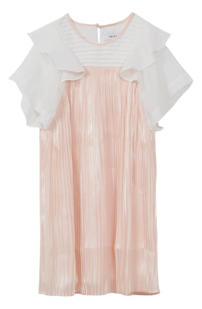 Shop Reiss Kids' Dina Jr. Shimmer Pleat Dress In Pink