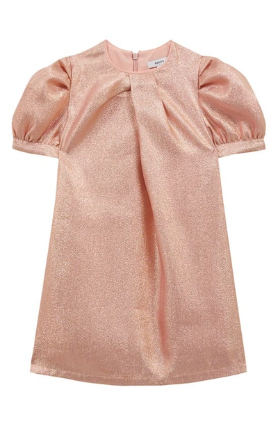Shop Reiss Kids' Lexi Jr. Metallic Puff Sleeve Dress In Pink