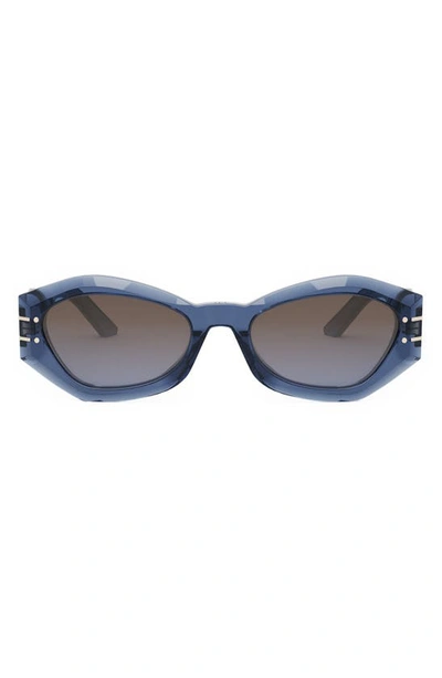 Shop Dior 'signature B1u 55mm Butterfly Sunglasses In Shiny Blue / Gradient Bordeaux