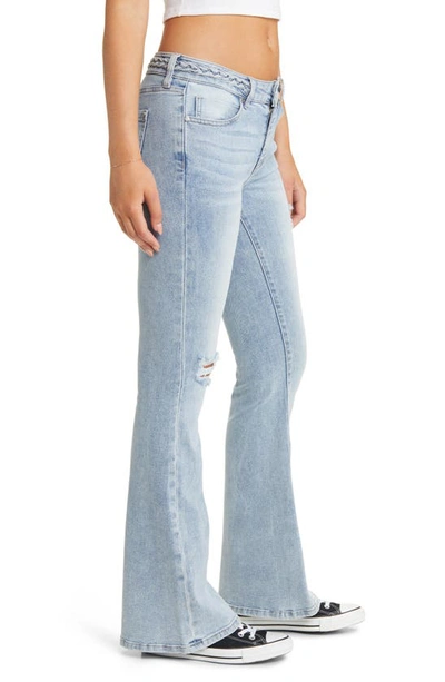 Shop Ptcl Braided Flare Leg Jeans In Light Wash