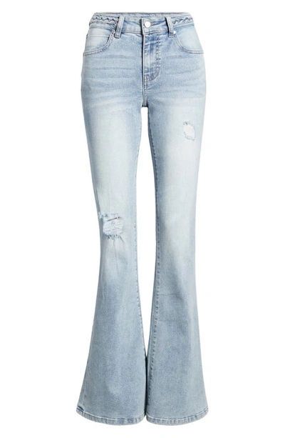 Shop Ptcl Braided Flare Leg Jeans In Light Wash