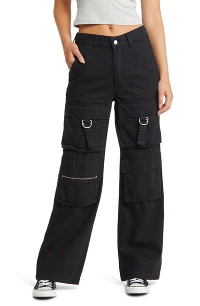 Shop Ptcl Twill Wide Leg Cargo Pants In Black
