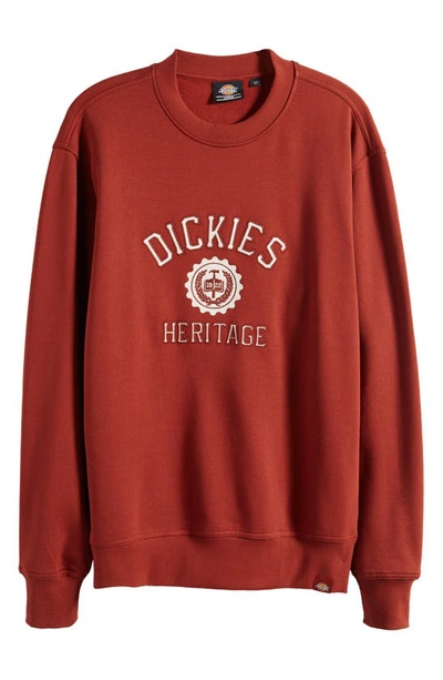Shop Dickies Oxford Logo Appliqué Crewneck Sweatshirt In Fired Brick