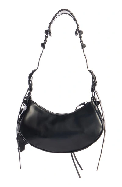 Shop Balenciaga Extra Small Le Cagole Leather Shoulder Bag In Black