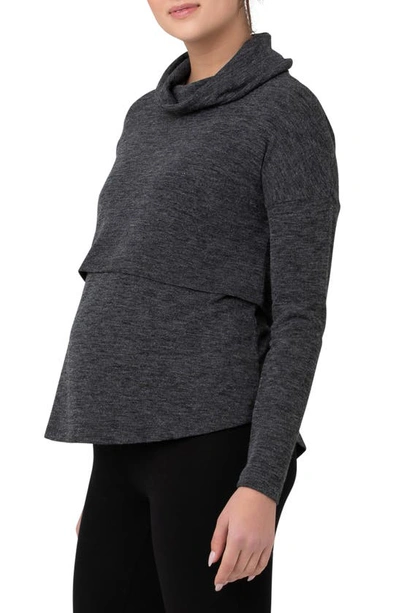 Ripe Maternity Maternity Ripe Cameron Roll Neck Nursing Top Dark Charcoal In Dark Charcoal