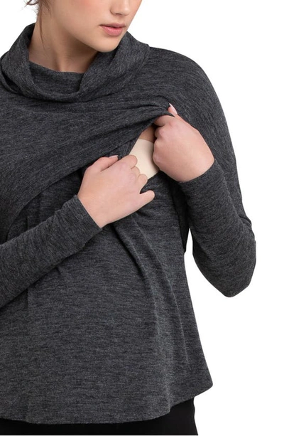 Ripe Maternity Maternity Ripe Cameron Roll Neck Nursing Top Dark Charcoal In Dark Charcoal