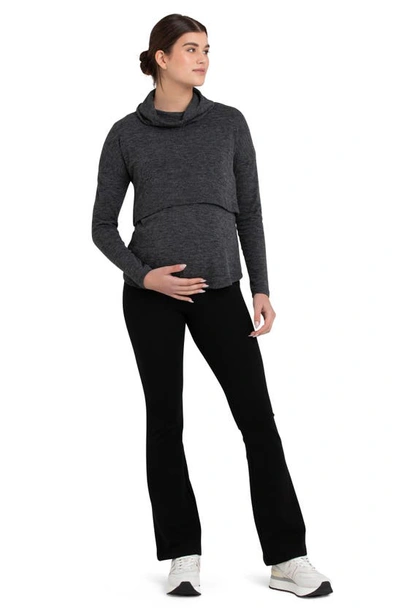 Ripe Maternity Maternity Ripe Cameron Roll Neck Nursing Top Dark Charcoal In Dark Charcoal