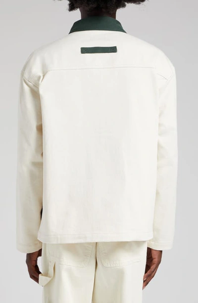 Shop Palmes Double Zip Organic Cotton Twill Jacket In Off-white