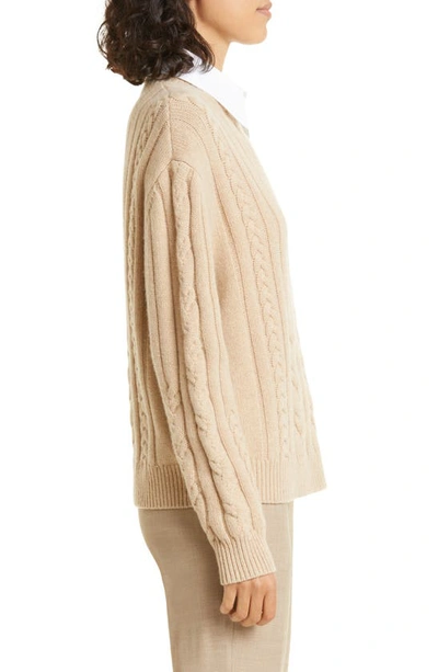 Shop Twp Collar Detail Long Sleeve Cashmere Sweater In Camel