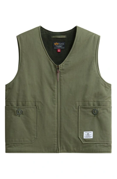 Shop Alpha Industries Deck Zip Vest In Green