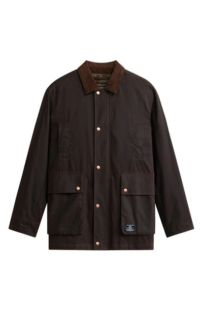 Shop Alpha Industries Waxed Cotton Car Coat In Chocolate