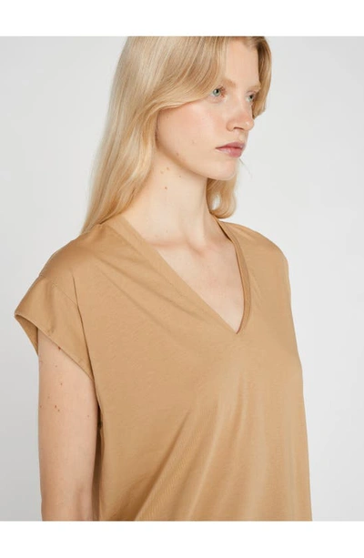 Shop Frame Le Mid Rise V-neck T-shirt In Light Camel