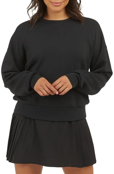 Shop Spanx Airessentials Crewneck Sweatshirt In Very Black