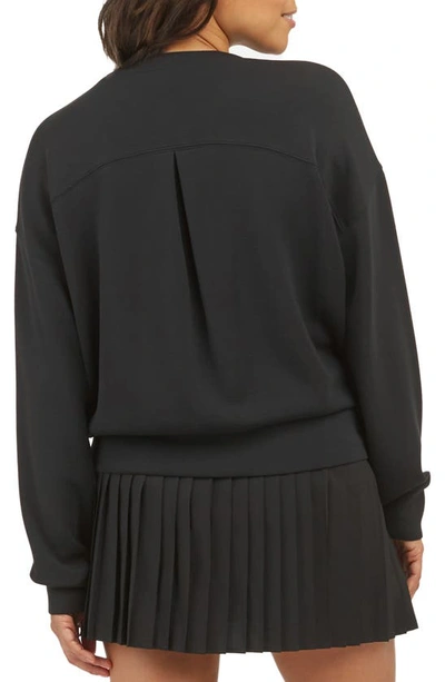 Shop Spanx Airessentials Crewneck Sweatshirt In Very Black