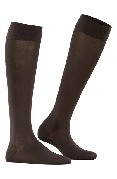 Shop Falke Cotton Touch Knee High Socks In Dark Brown