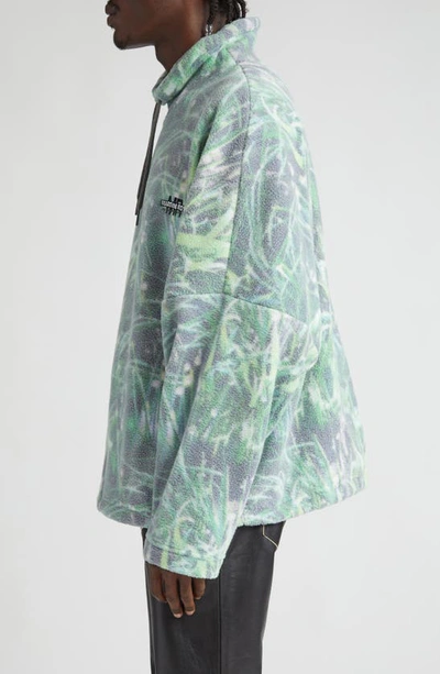 Shop Martine Rose Oversize Batwing Fleece Hoodie In Grass Print