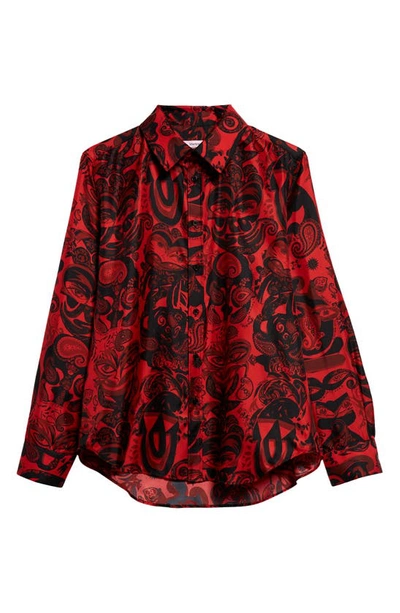 Shop Martine Rose Paisley Silk Button-up Shirt In Red Creature