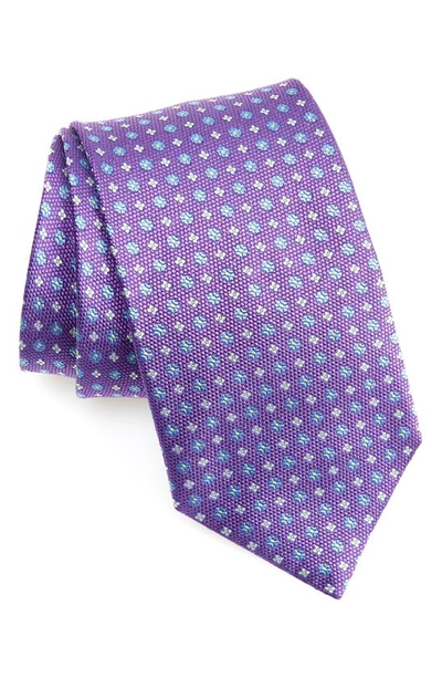 Shop Eton Floral Neat Silk Tie In Dark Purple