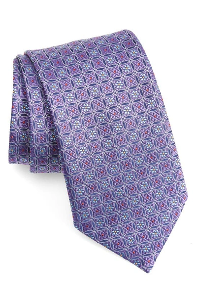Shop Eton Floral Circle Silk Tie In Dark Purple