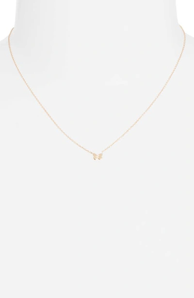 Shop Anzie Mini Butterfly Pendant Necklace In Gold