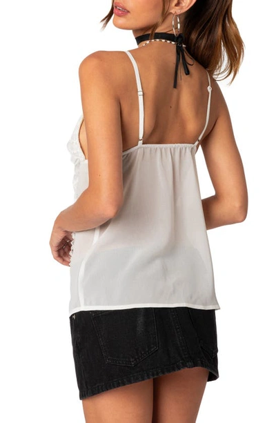 Edikted Women's Linette Lacey Sheer Split Front Top In White