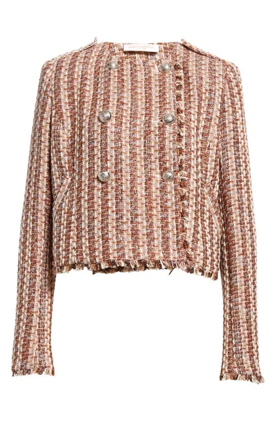 Shop Ramy Brook Esther Cotton Blend Tweed Jacket In Blush Combo Lurex Tweed