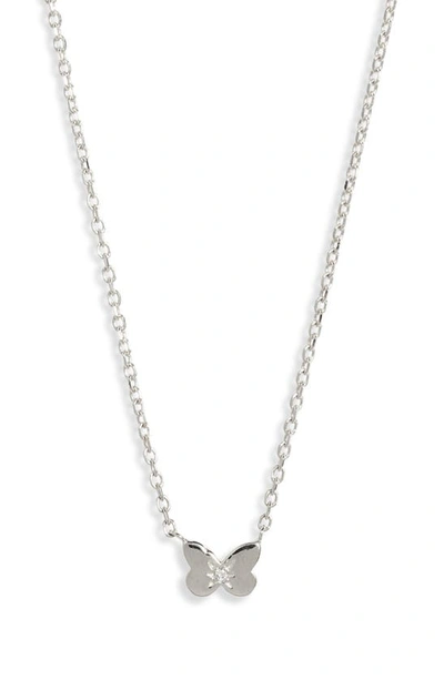 Shop Anzie Mini Butterfly Pendant Necklace In Silver