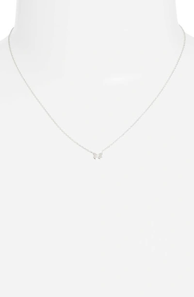 Shop Anzie Mini Butterfly Pendant Necklace In Silver