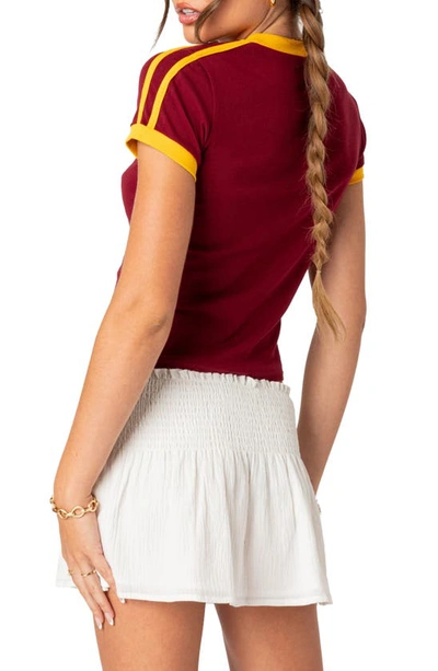 Edikted Portugal Ringer T-shirt In Burgundy