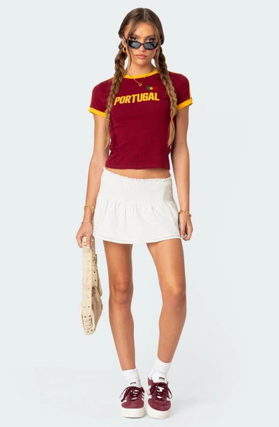 Edikted Portugal Ringer T-shirt In Burgundy