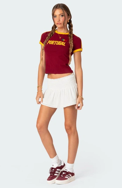 Edikted Portugal Ringer T-shirt In Burgundy
