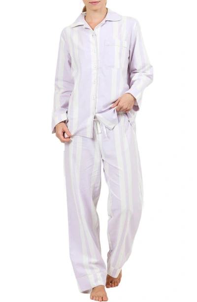 Shop Papinelle Stripe Cotton Pajamas In Iris