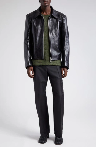 Our Legacy Mini Leather Zipped Jacket In Top Dyed Black Leather
