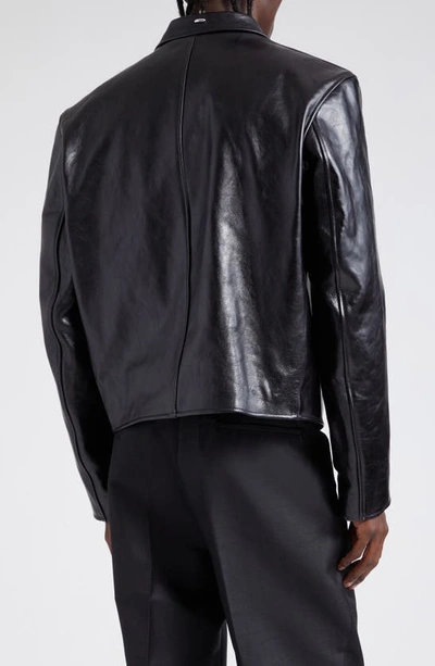 Shop Our Legacy Boxy Mini Leather Jacket In Top Dyed Black Leather