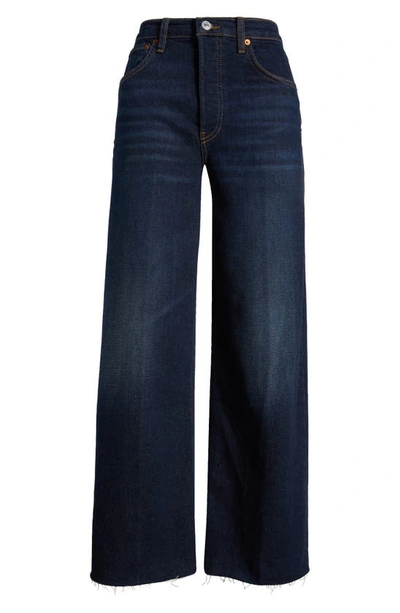 Re/done High Waist Crop Wide Leg Jeans In Barely Worn