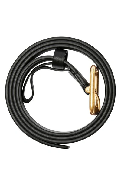 Shop Burberry B-buckle Leather Belt In Black/ Gold