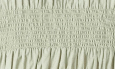 English Factory Smocked Puff Shoulder Poplin Top In Sage