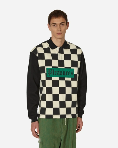 Shop Pleasures Racer Polo Sweatshirt Black In Multicolor