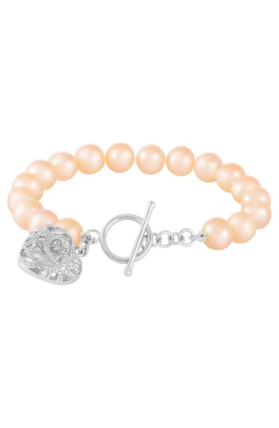 Shop Splendid Pearls Sterling Silver Pink 8-9mm Cultured Freshwater Pearl Toggle Bracelet