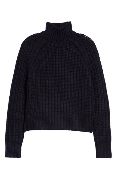 Shop Vince Rib Cashmere Turtleneck Sweater In Coastal Blue