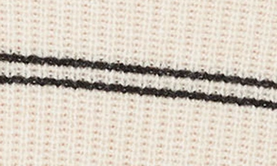 Vince Stripe Shaker Stitch Wool Blend Mock Neck Sweater In Heather Ecru/ Black
