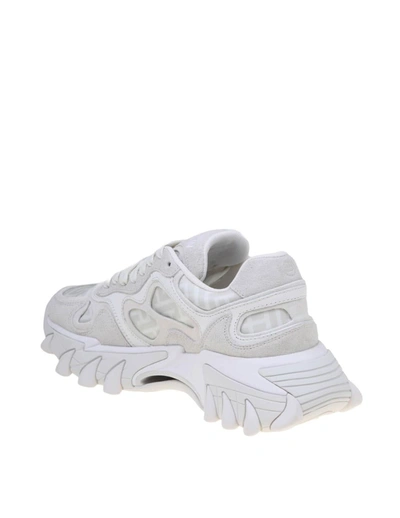 Shop Balmain Paris Balmain Sneakers In Suede Leather And Mesh In White