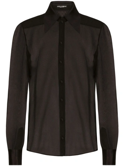 Shop Dolce & Gabbana Semi-sheer Shirt In Black